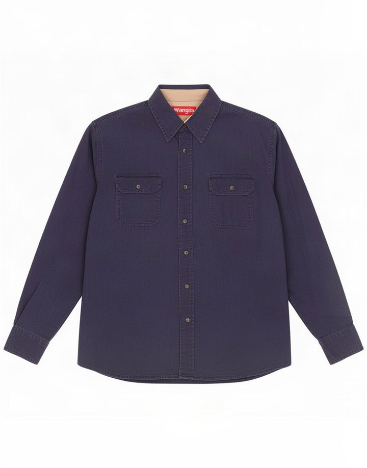 Camisa Wrangler Hombre Grande Azul Marino Algodón