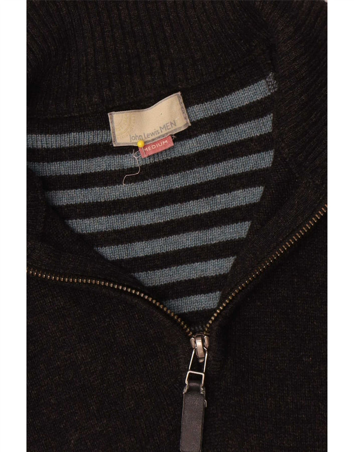 John Lewis - Jersey para hombre con cuello y cremallera, color gris medio moteado