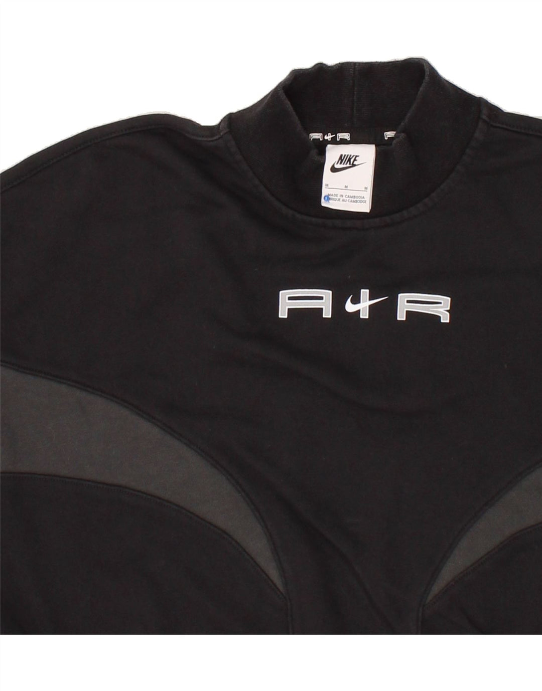 NIKE Womens Graphic Crop Sweatshirt Jumper UK 14 Medium Black Cotton Vintage Nike and Second-Hand Nike from Messina Hembry 
