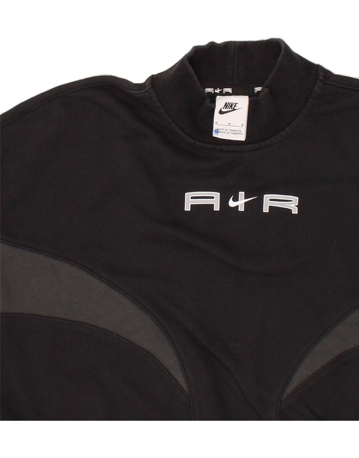 NIKE Womens Graphic Crop Sweatshirt Jumper UK 14 Medium Black Cotton Vintage Nike and Second-Hand Nike from Messina Hembry 