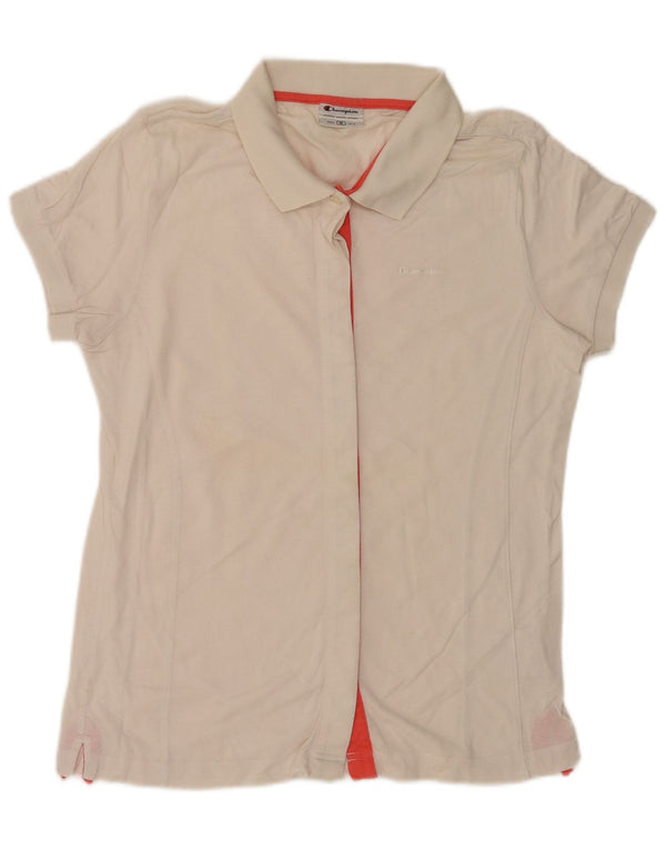 Champion Blusa de manga corta para mujer UK 44 Algodón blanco mediano