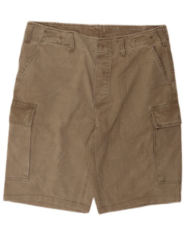 Vintage hombres cargo pantalones cortos W36 algodón caqui grande