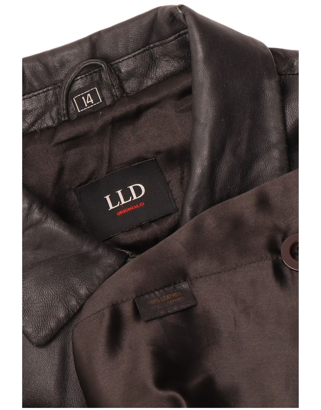 LLD Chaqueta de cuero para mujer UK 44 Grande Cuero negro