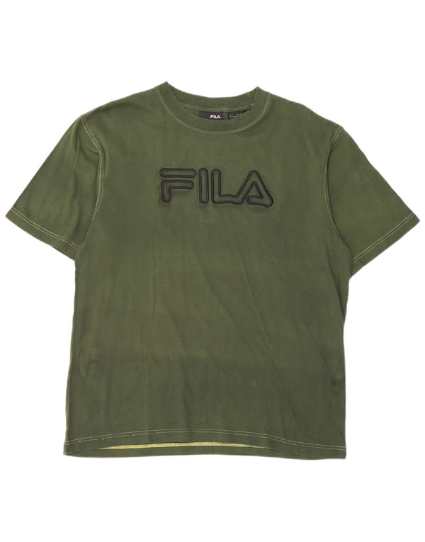 Fila Hombre Camiseta Gráfica Top Algodón Verde Medio
