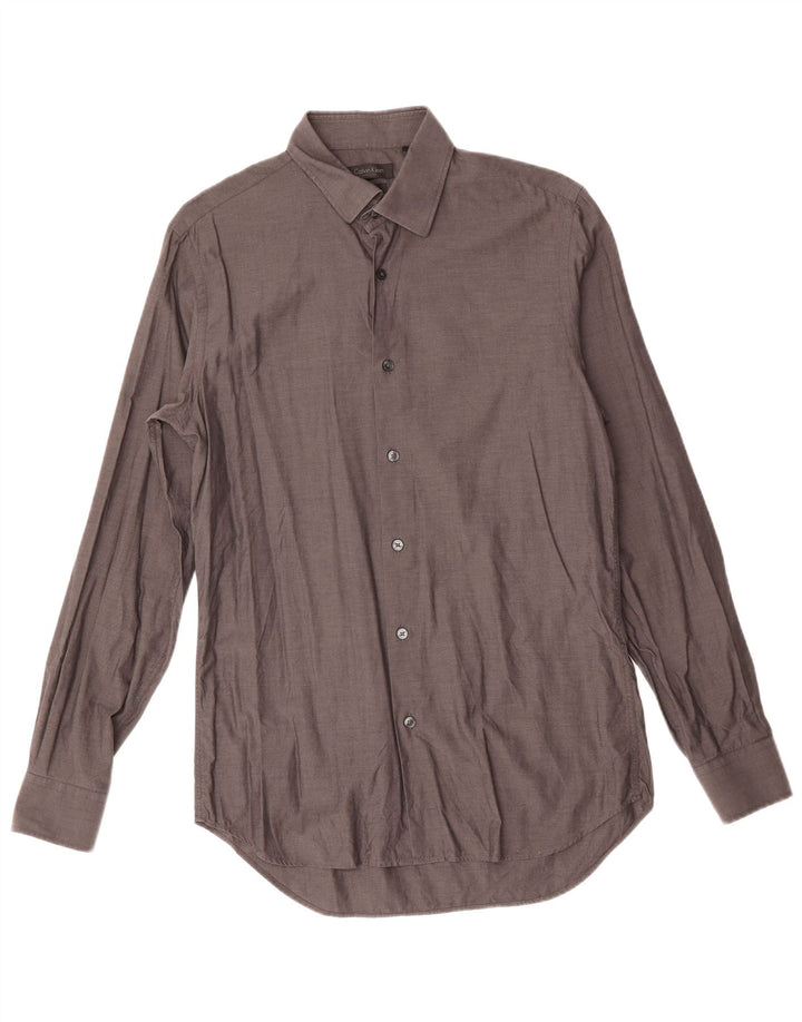 CALVIN KLEIN Camisa ajustada para hombre Talla 41 16 Grande Gris