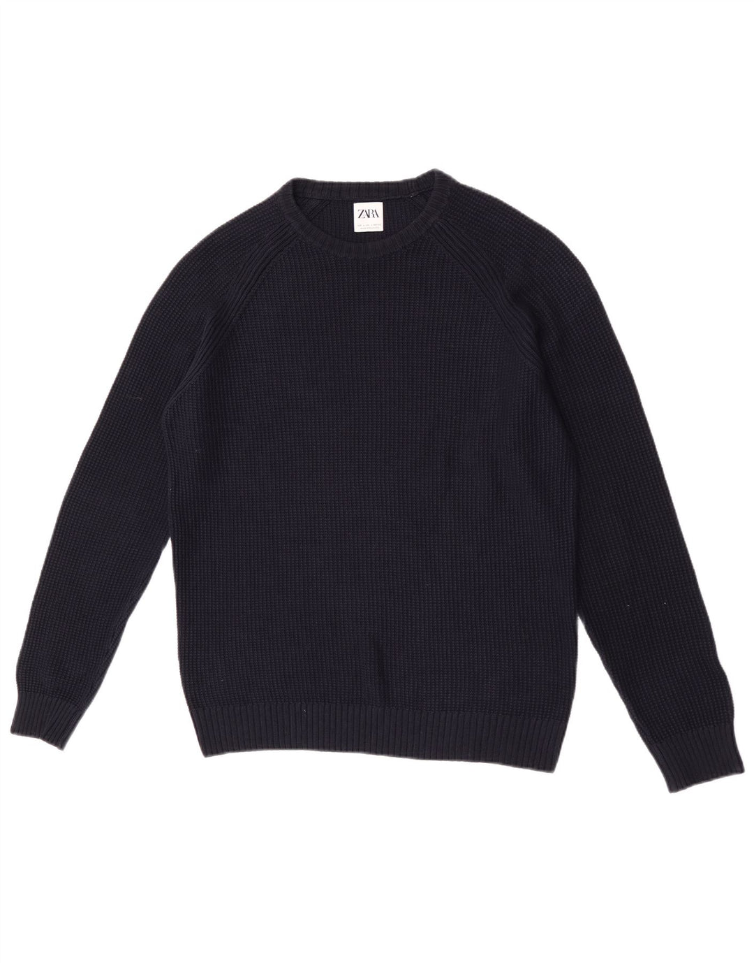 Zara Hombre Jersey Cuello Redondo Jersey Grande Azul Marino Algodón