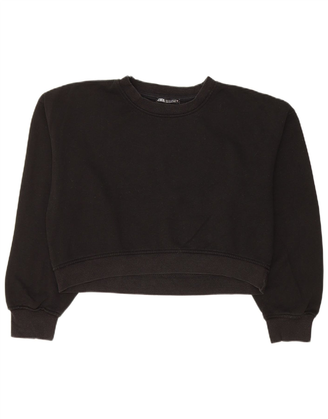 Zara Mujer Crop Sudadera Jumper UK 44 Mediano Negro Algodón