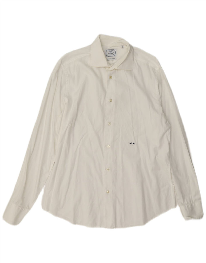Camisa Vitali para hombre talla 40 15 3/4 mediana algodón blanco