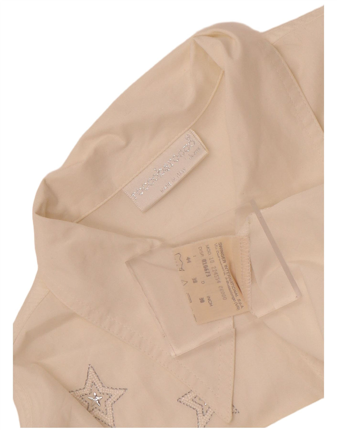 Roccobarocco Camisa Gráfica Mujer IT 44 Algodón Geométrico Blanco Mediano