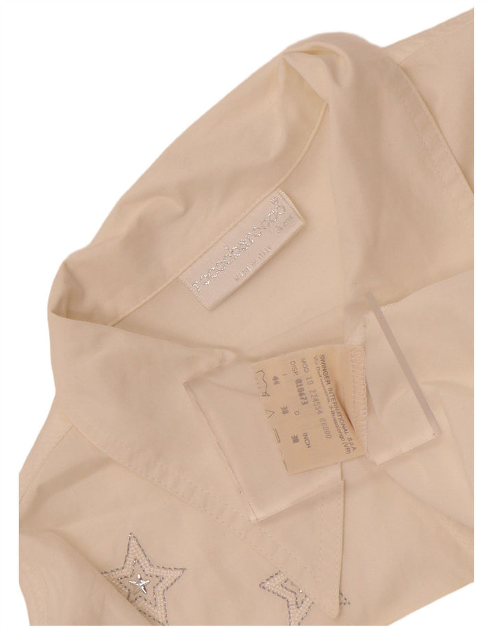 Roccobarocco Camisa Gráfica Mujer IT 44 Algodón Geométrico Blanco Mediano