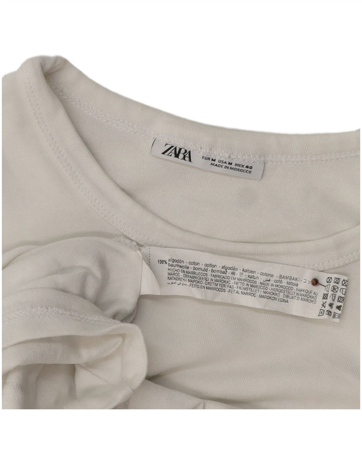 ZARA Hombre Camiseta Top Mediano Algodón Blanco