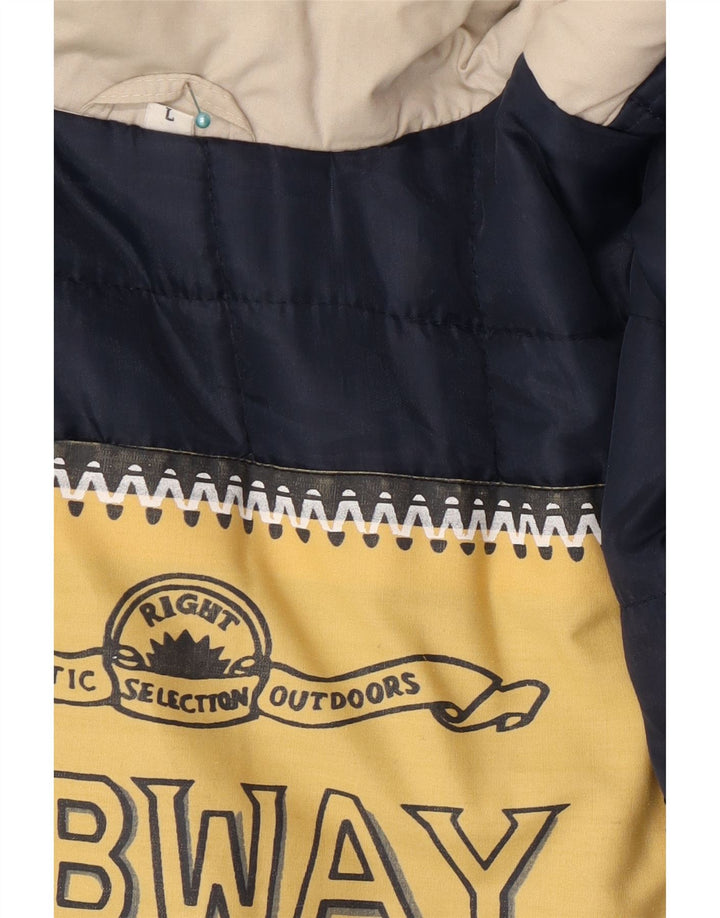 Vintage hombres chaqueta utilitaria Reino Unido 40 poliéster beige grande