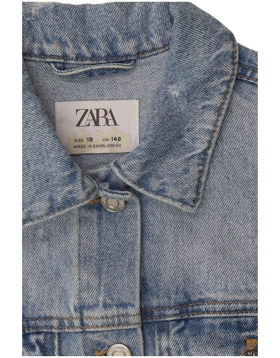 Zara Chaqueta Vaquera Desgastada Niña 9-10 Años Azul