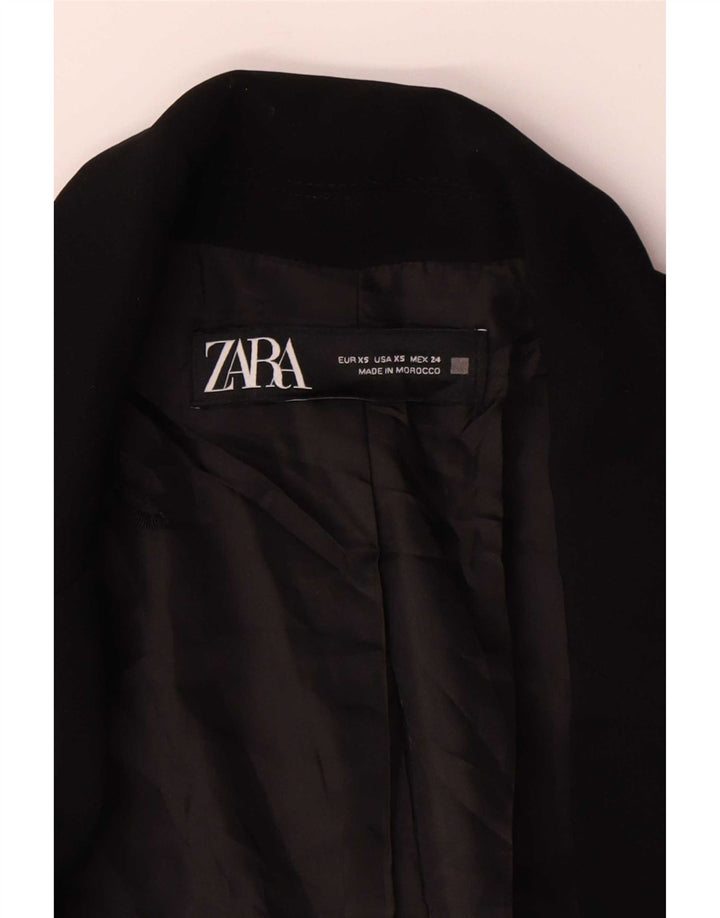 Zara Chaqueta tipo blazer abierta de manga 3/4 extragrande para mujer UK 6 XS Poliéster negro