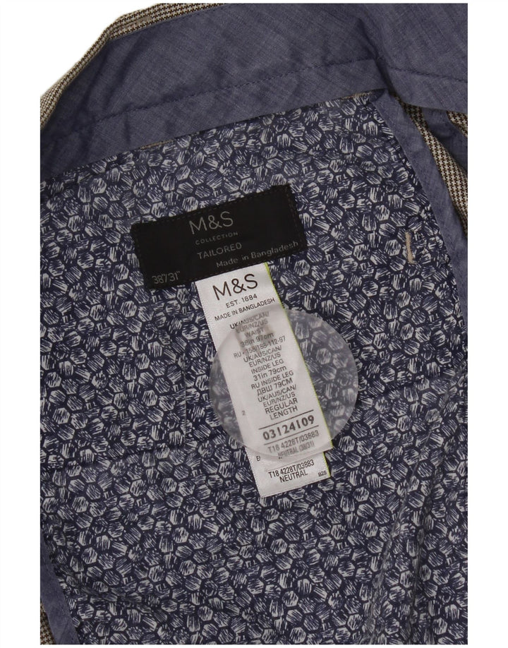 Marks & Spencer Pantalón de traje recto para hombre W38 L31 Gris pata de gallo
