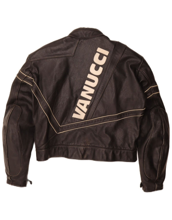 Vanucci Chaqueta de cuero gráfica para hombre IT 58 3XL Negro