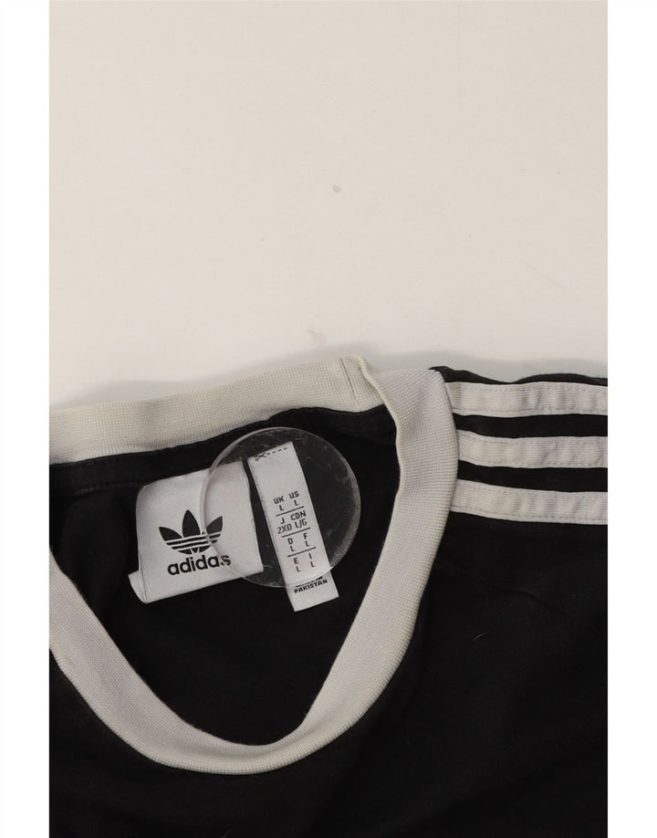 Adidas Hombre Top Manga Larga Grande Negro Colorblock Algodón