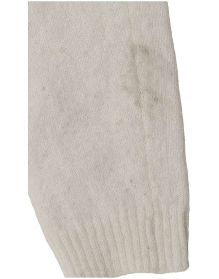Zara Mujer Crop Cardigan Suéter UK 12 Medio Blanco Poliéster