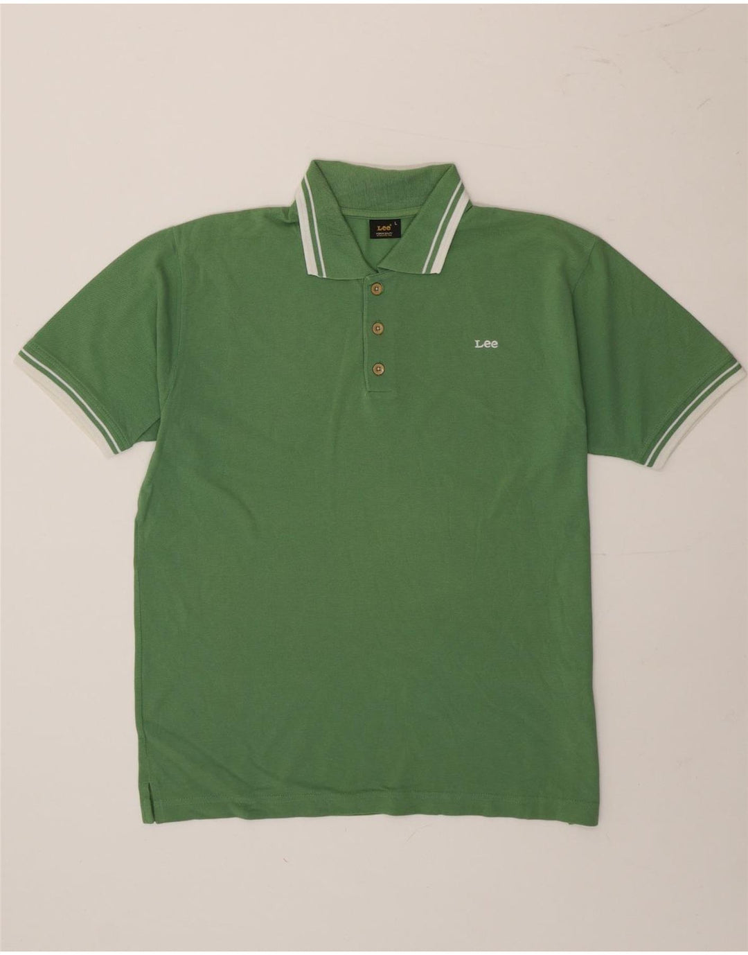 Polo Lee De Algodón A Rayas Verde Grande Para Hombre