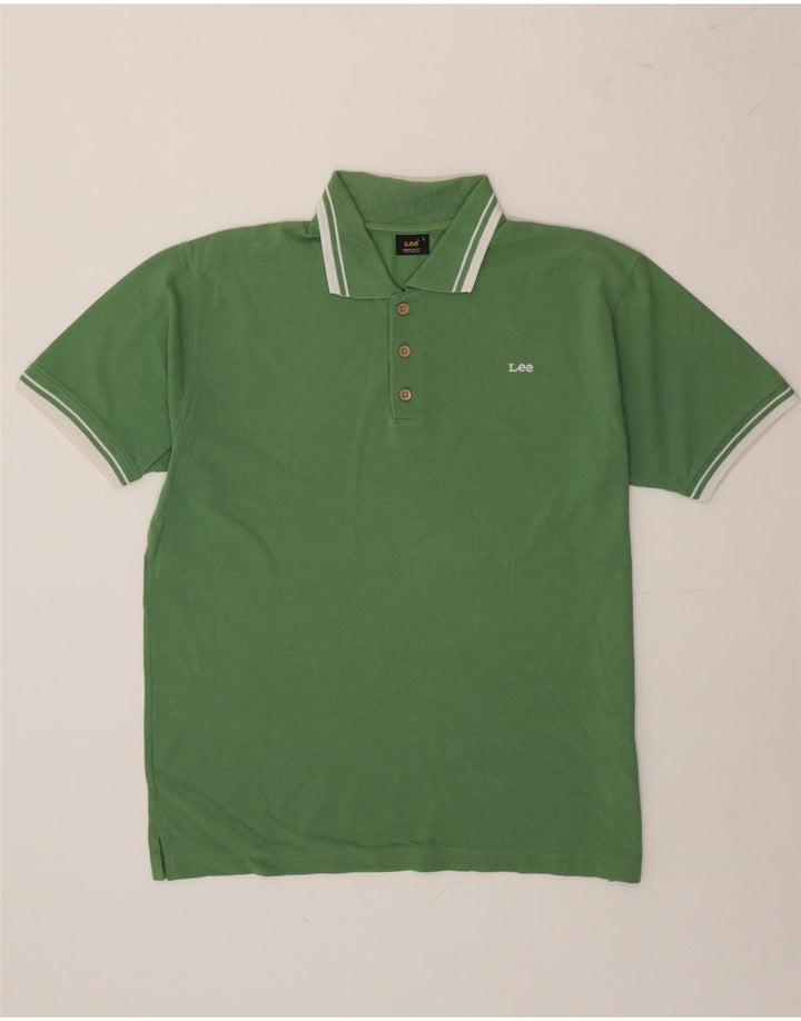 Polo Lee De Algodón A Rayas Verde Grande Para Hombre
