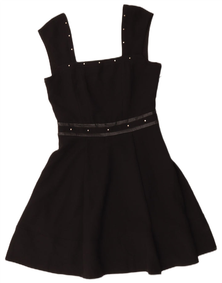 Liu Jo Vestido acampanado sin mangas para mujer IT 40 Small Negro Poliéster