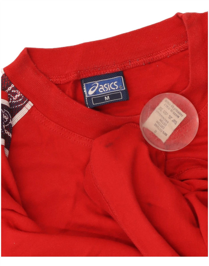ASICS Camiseta gráfica para hombre Top Medium Red Colourblock Cotton