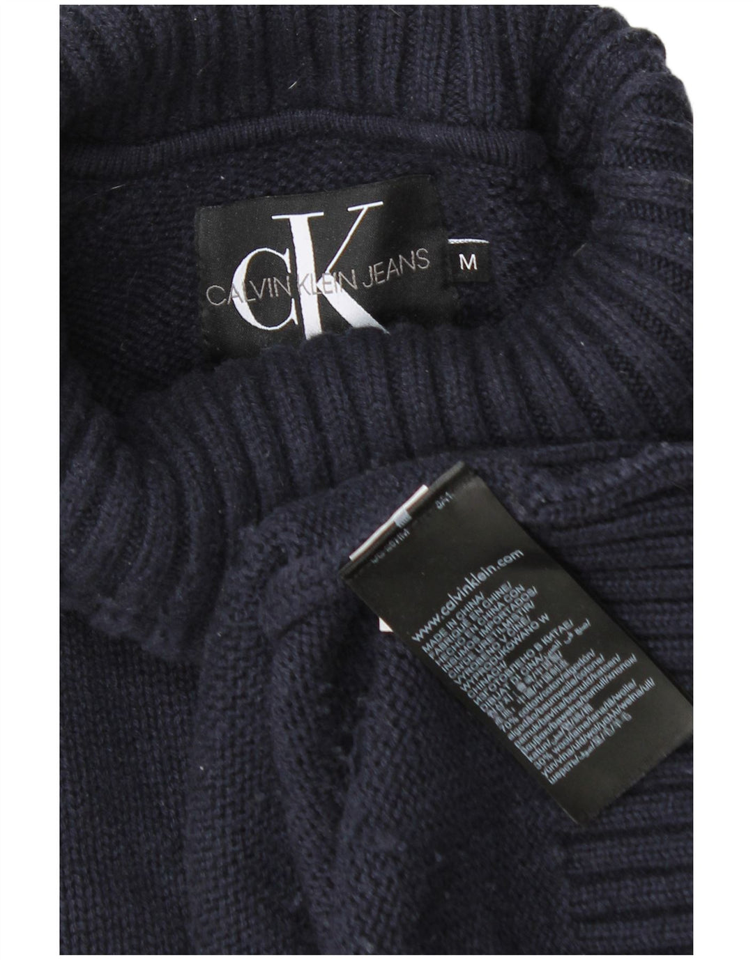 Calvin Klein Jeans Hombre Roll Neck Jumper Suéter Medio Azul Marino Algodón