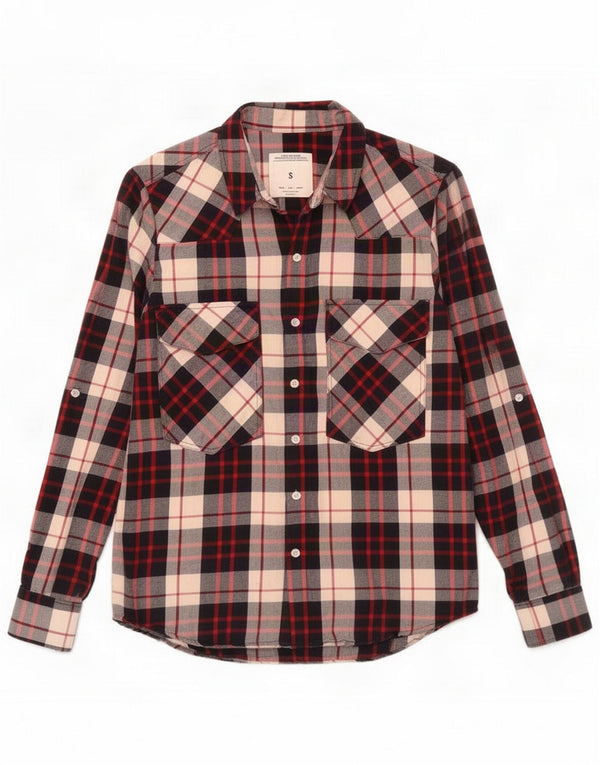 Zara Camisa de franela para mujer UK 10 Small White Check