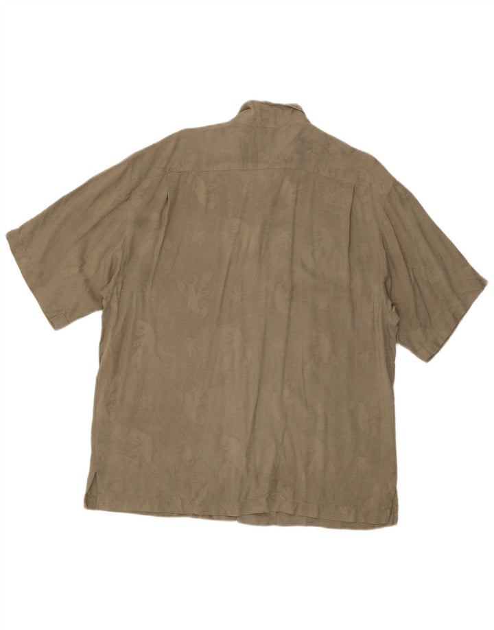Tommy Hilfiger Camisa de Manga Corta con Estampado Abstracto para Hombre XL Seda Caqui