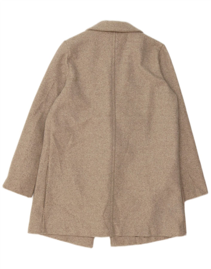Zara Mujer Chaqueta Americana Abierta De Gran Tamaño UK 10 Small Beige