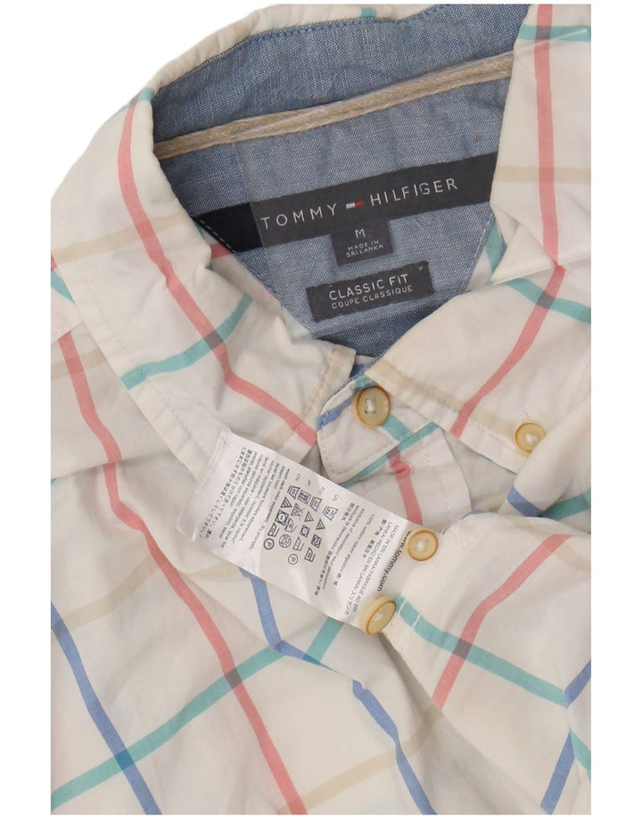 TOMMY HILFIGER Camisa de corte clásico para hombre Algodón a cuadros blanco mediano