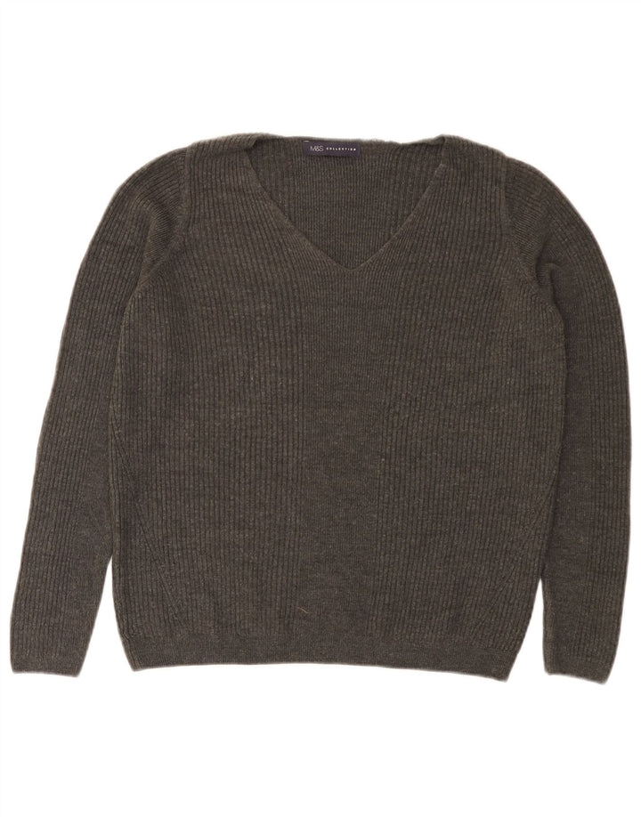 Marks & Spencer Suéter con cuello en V para mujer UK 44 Gris medio