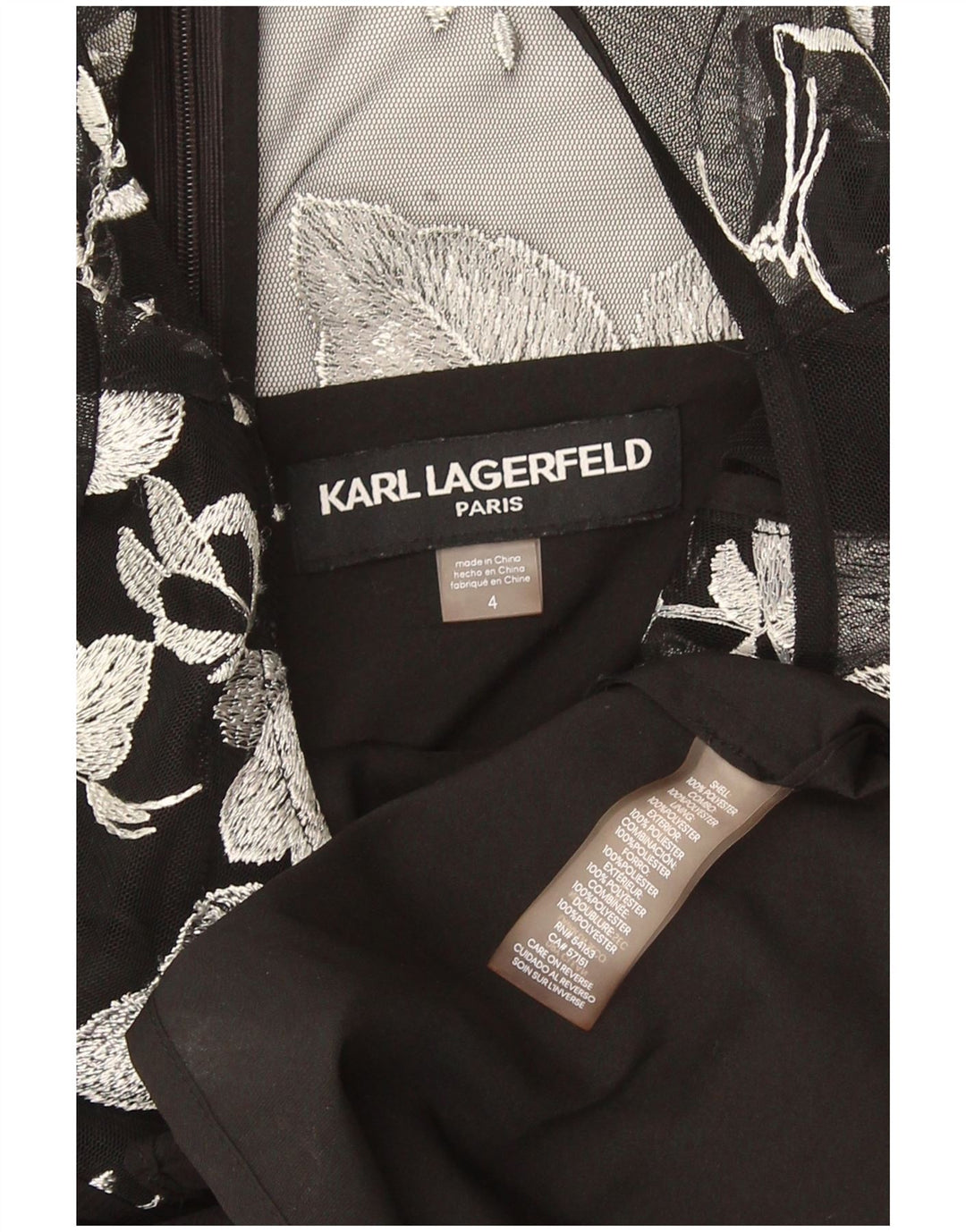 Karl Lagerfeld Vestido tubo para mujer US 4 Pequeño Poliéster floral negro