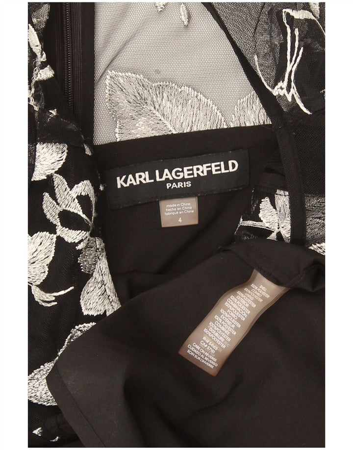 Karl Lagerfeld Vestido tubo para mujer US 4 Pequeño Poliéster floral negro