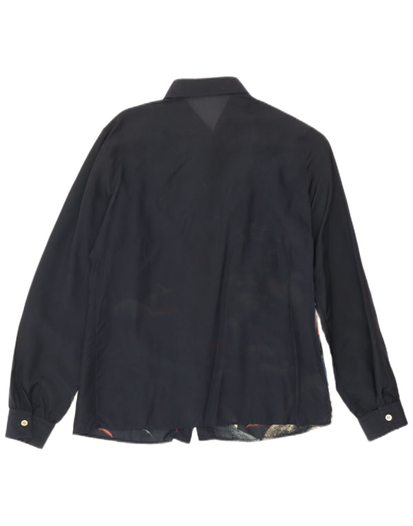 Camisa gráfica vintage para mujer IT 42 Acetato azul marino mediano
