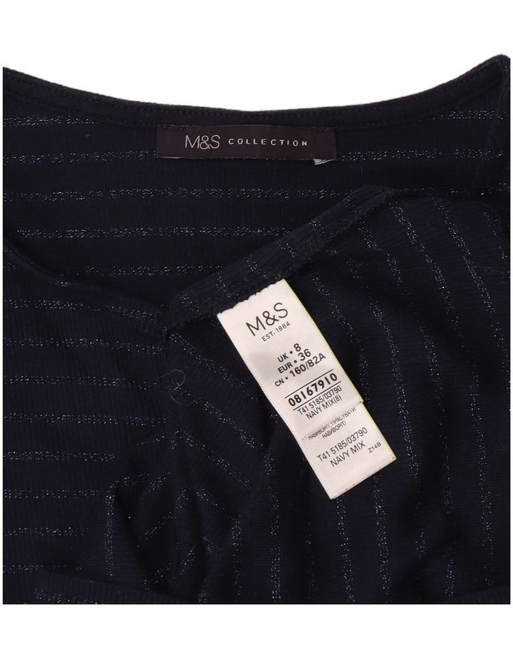 Marks & Spencer Top para mujer de manga larga UK 8 Small Azul marino a rayas