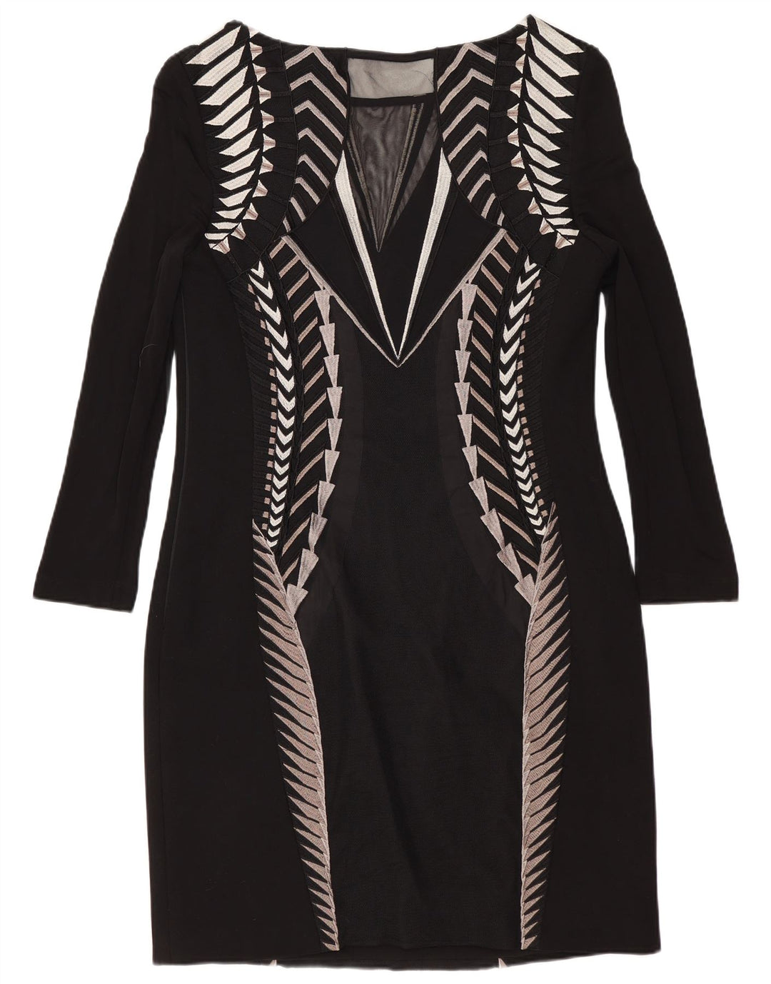 Karen Millen Vestido recto de manga 3/4 para mujer UK 44 Mediano Negro Geométrico