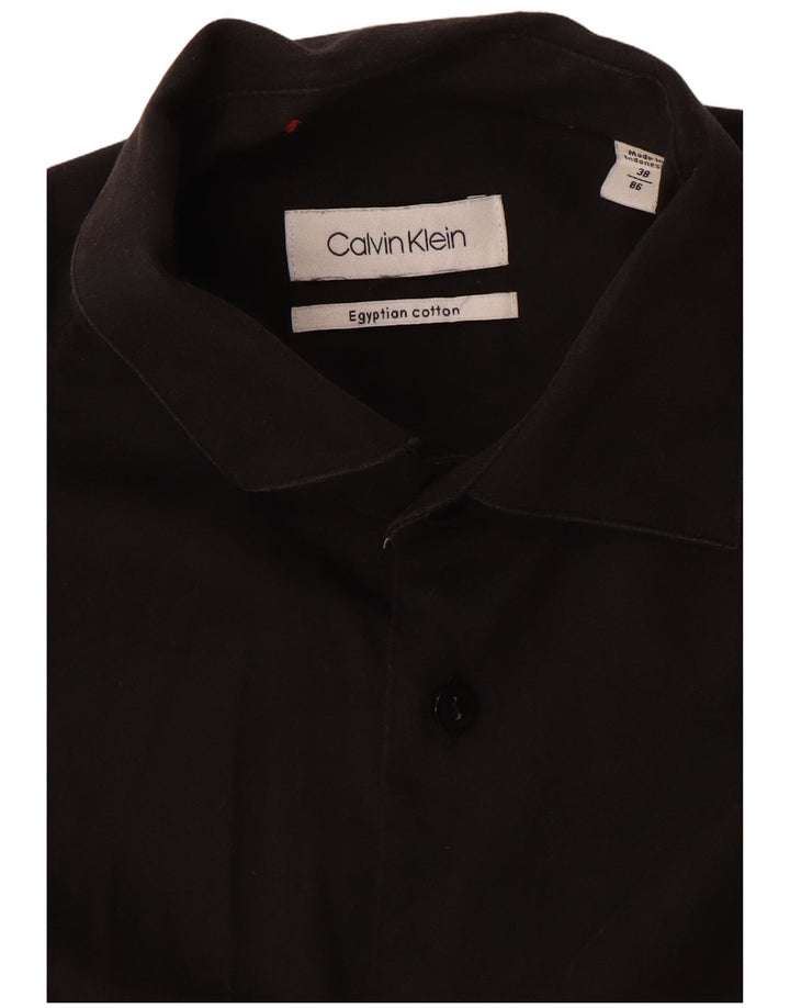 Calvin Klein Camisa para hombre Talla 38 Pequeña Algodón negro