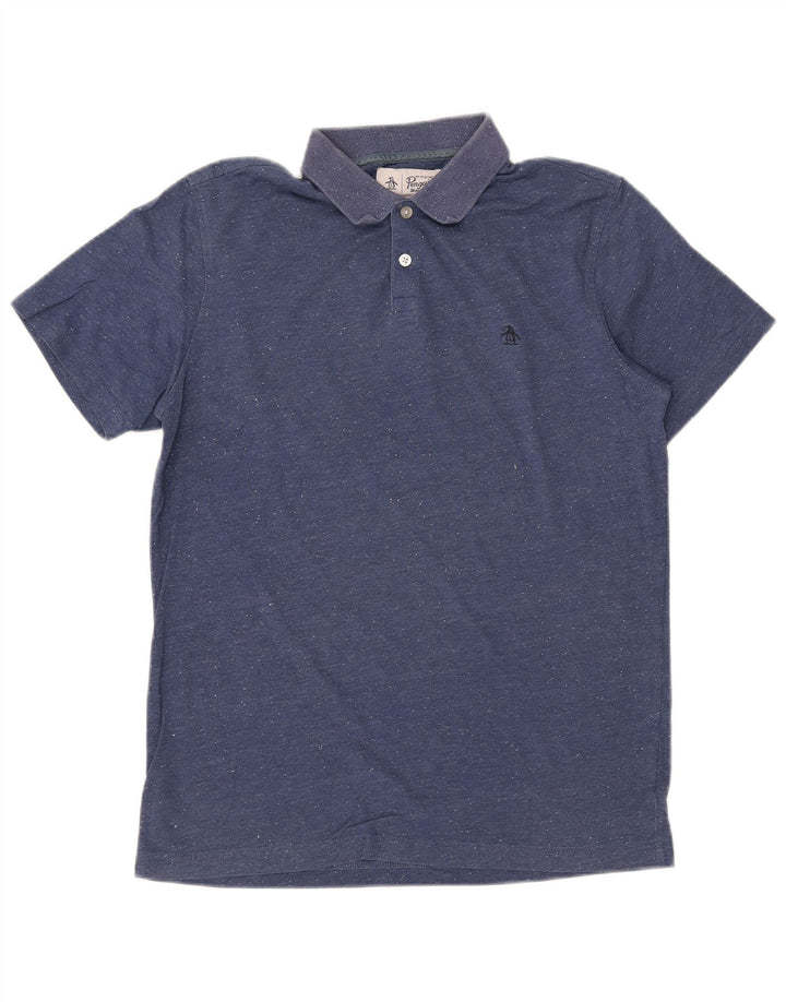 PENGUIN Polo de hombre de algodón moteado azul medio