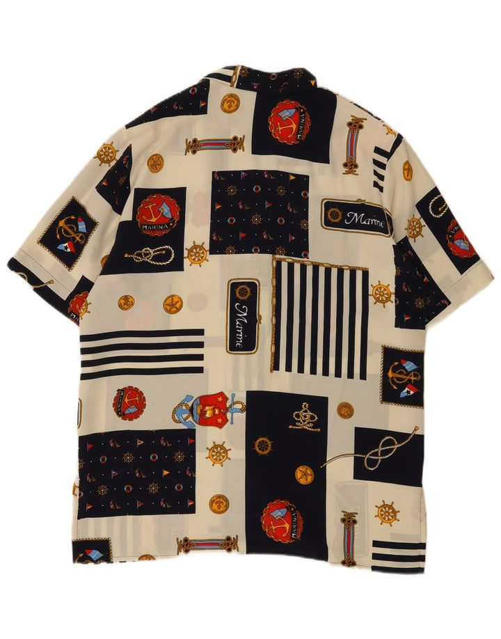 Mirella Blusa Camisera Mujer IT 46 Grande Multicolor Patchwork Náutico