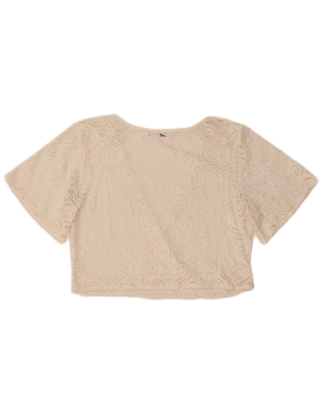 Zara Mujer Top Corto De Encaje UK 46 Grande Blanco