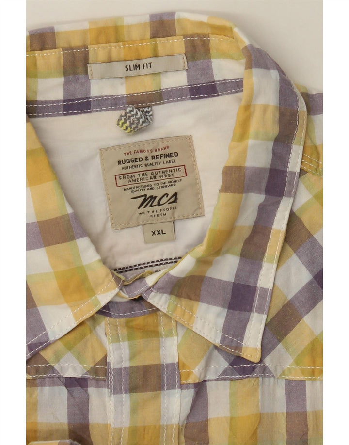 Marlboro Classics Camisa de manga corta para hombre 2XL Algodón a cuadros amarillo