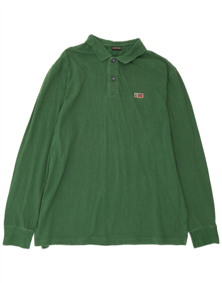 NAPAPIJRI Polo de manga larga Geographic para hombre 3XL Verde