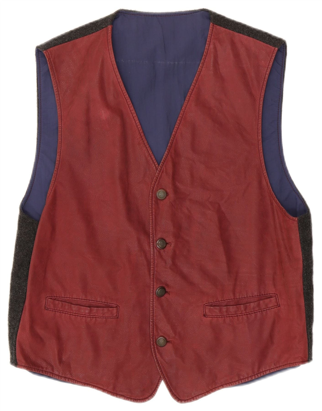 Chaleco vintage para hombre Bloque de color granate medio