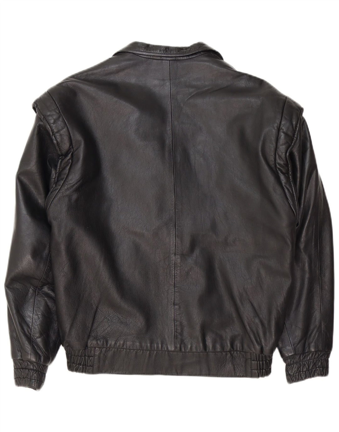 Vintage mujer chaqueta biker de cuero de gran tamaño EU 36 pequeño cuero negro