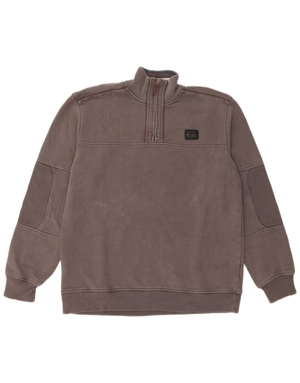 Champion Sudadera con cuello y cremallera para hombre, talla 2XL, algodón gris