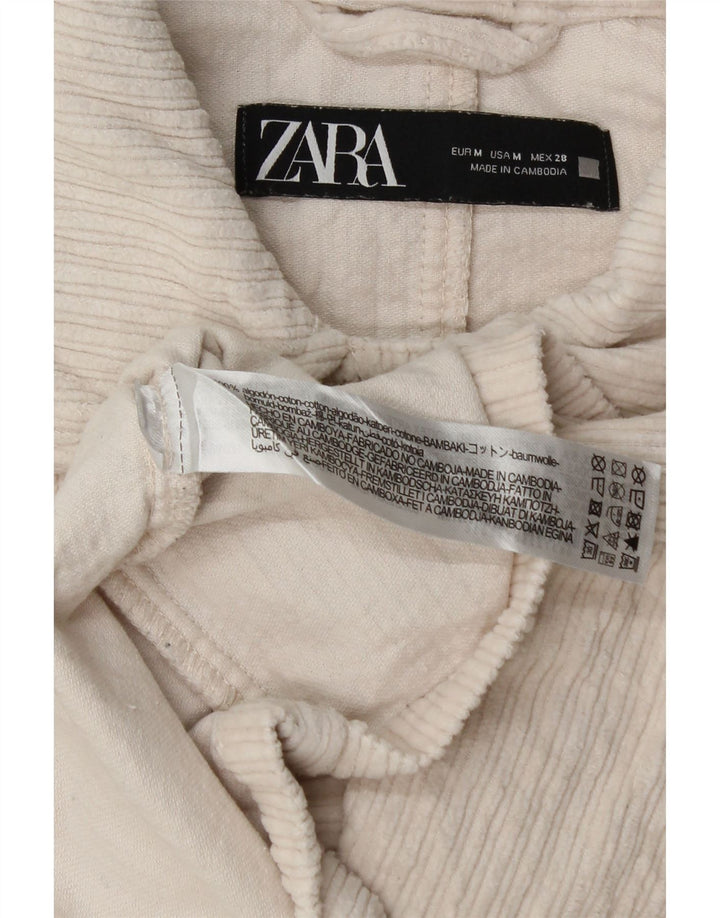 Zara Mujer Chaqueta De Pana UK 40 Mediana Algodón Blanco