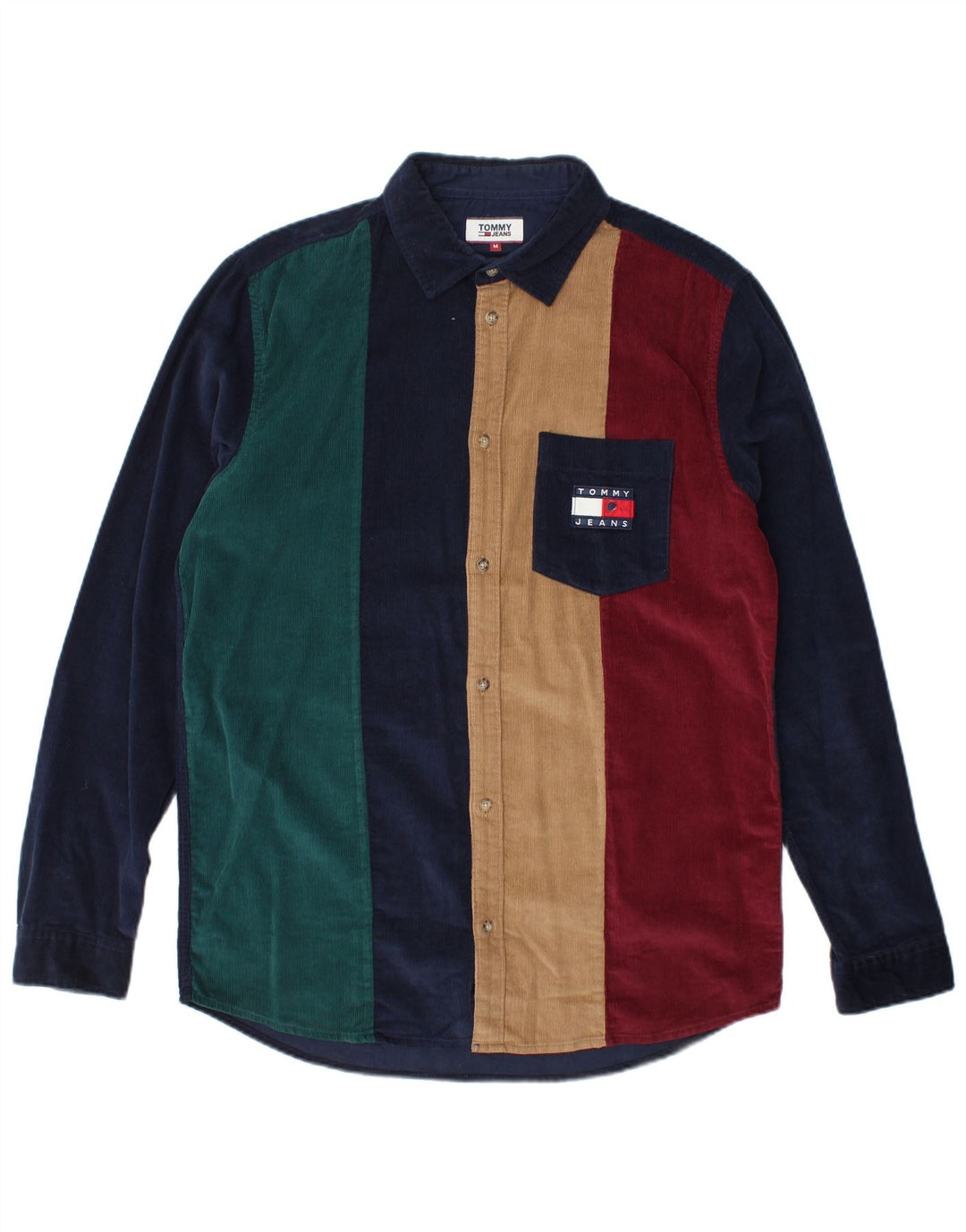 TOMMY HILFIGER Camisa de pana mediana de algodón multicolor con bloques de color