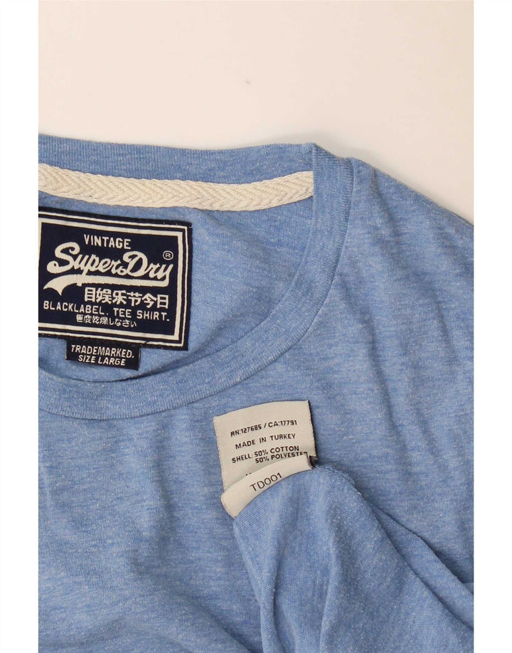 Superdry Camiseta para hombre Top Large de algodón moteado en azul