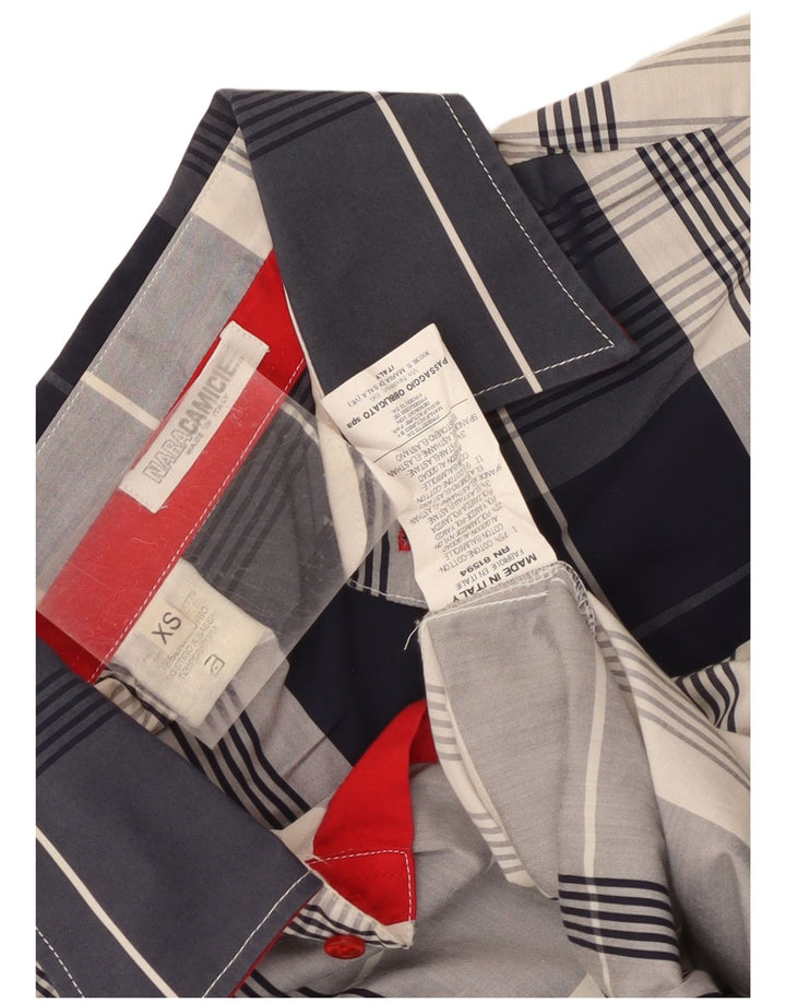 Camisa para hombre Naracamicie XS Algodón a cuadros azul marino